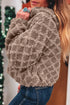 Diamond Textured Sherpa Zip Front Hooded Cropped Jacket